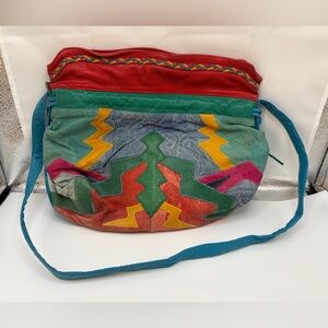 viva of california  patchwork leather hobo bag Vintage Made In USA 1980s
